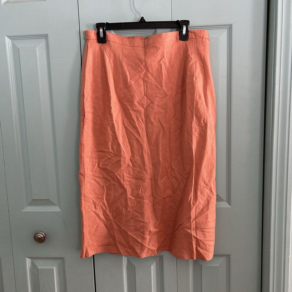 Dress Mill Burnt Orange Linen Blend Midi Skirt XL Boho Prairie Farmers Market